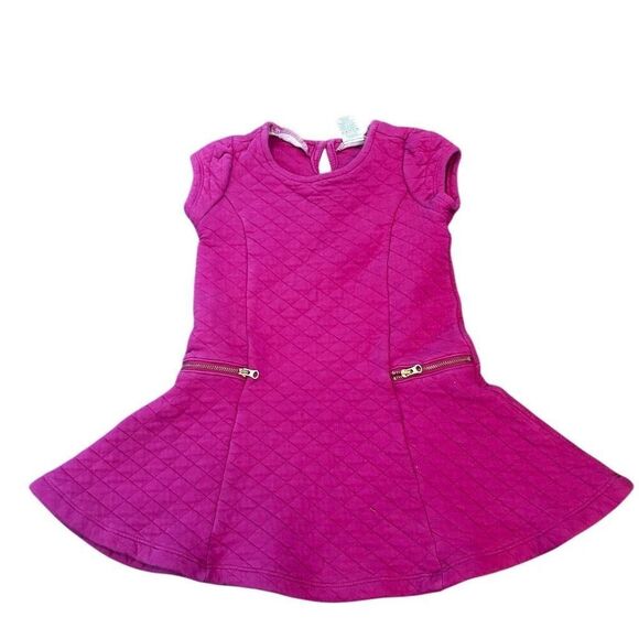 Gymboree Girls Purple Quilted Skater Dress Size 4 Short Sleeve Casual - Picture 1 of 4